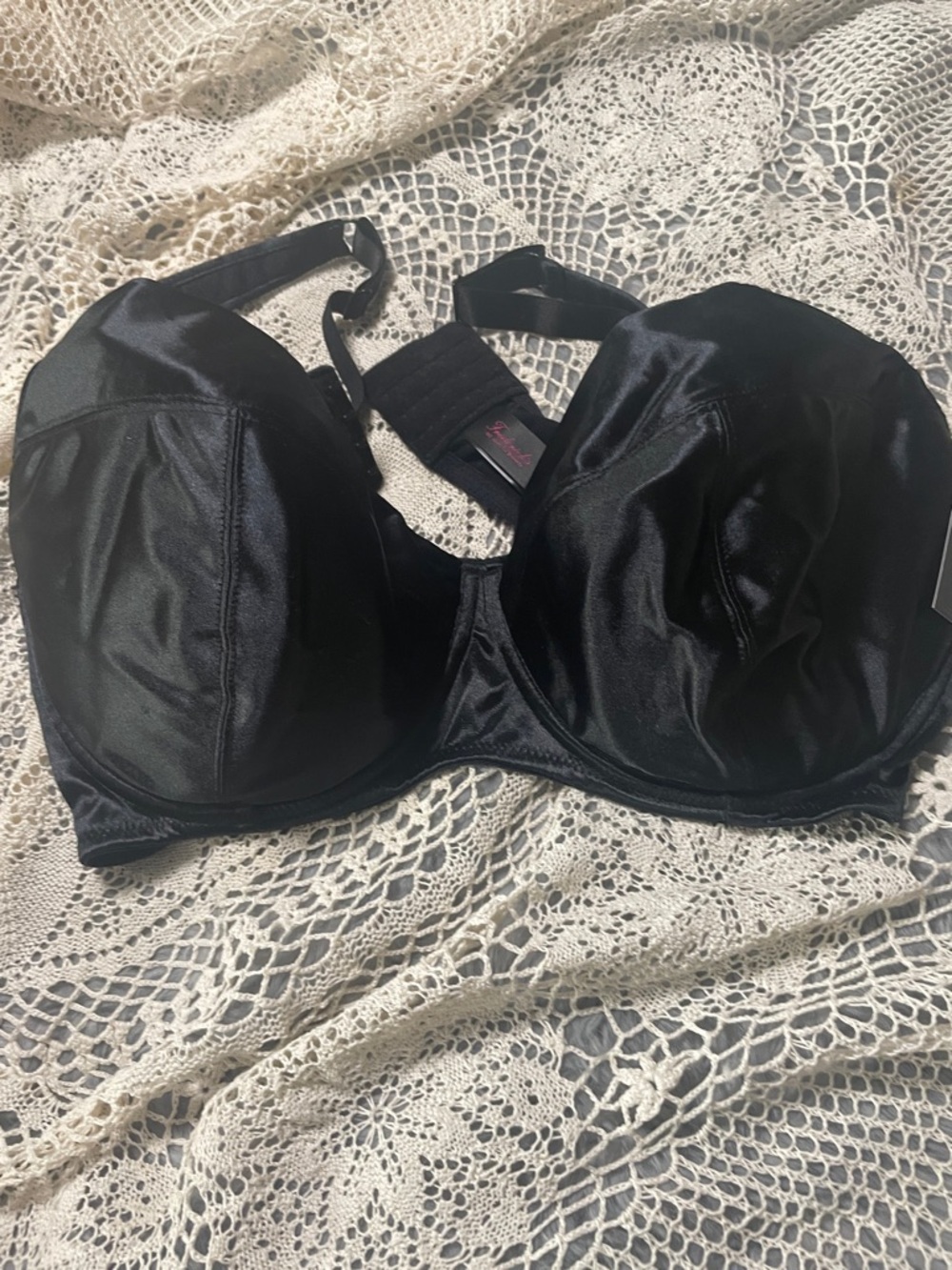 Frederick's of Hollywood Black Satin Full Coverage Underwire Bra